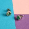 Ασημένια 925ο σκουλαρίκια ροζέτες με λευκά και πράσινα ζιργκόνς - La Petite Story