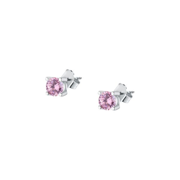 Ασημένια 925ο σκουλαρίκια με ροζ ζιργκόν - La Petite Story
