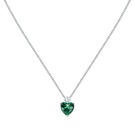 Μενταγιόν από ασήμι 925, με Cubic Zirconia πέτρα, σε Πράσινο χρώμα και σχήμα καρδιά, από την σειρά TESORI του οίκου MORELLATO.