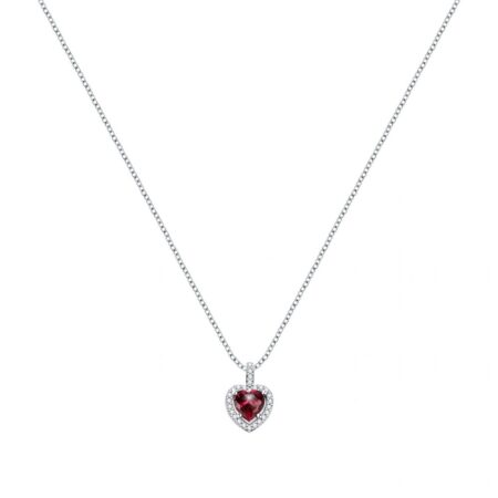 Κολιέ από ασήμι 925, με Cubic Zirconia πέτρα, σε κόκκινο χρώμα και σχήμα καρδιά, από την σειρά TESORI του οίκου MORELLATO.