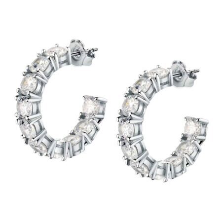 Σκουλαρίκια κρίκοι από ασήμι 925, με cubic zirconia πέτρες, από την σειρά TESORI του οίκου MORELLATO.