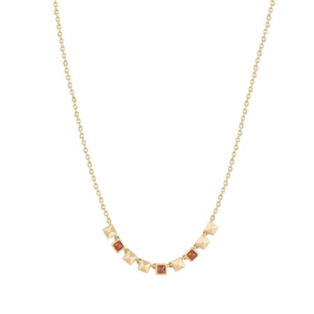 ROSATO Επίχρυσο Ασημένιο κολιέ Cubica με Orange Cubic Zirgons - RZCU70