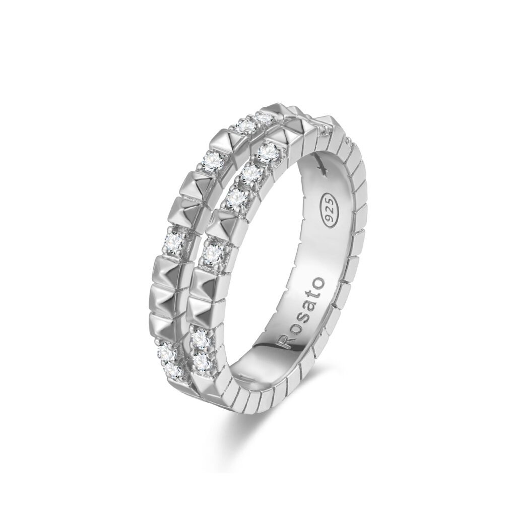 ROSATO Ασημένιο Δαχτυλίδι Cubica Double Ring - RZA013