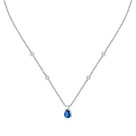 Κολιέ Tesori Blue Drop από επιχρυσωμένο 18Κ Ασήμι 925ο με ζιργκόν σε σχήμα δάκρυ και μπλε χρώμα του οίκου Morellato.