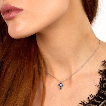Σταυρός TESORI blue από Ασήμι 925ο με ζιργκόν του οίκου Morellato.