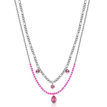 Ατσάλινο Layered Κολιέ Pink - Brosway - BYM113