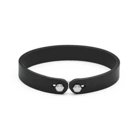 Brosway Μαύρο Δερμάτινο Unisex Βραχιόλι με Ατσάλινα Εξάγωνα – BIK145