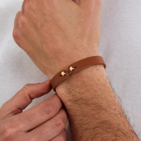 Brosway Unisex Δερμάτινο Βραχιόλι με Χρυσές Λεπτομέρειες – Καφέ – BIK146