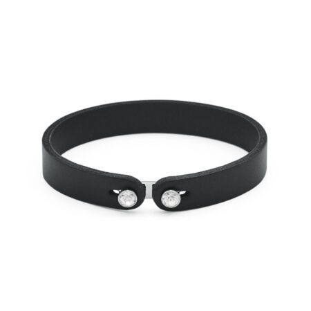 Brosway Unisex Μαύρο Δερμάτινο Βραχιόλι με Λευκά Κρύσταλλα – BIK148