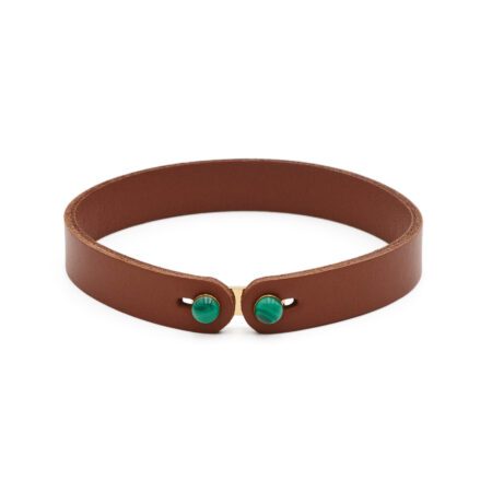 Brosway Unisex Δερμάτινο Βραχιόλι με Πράσινo Μαλαχίτη – Καφέ- BIK150