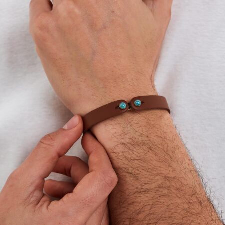 Brosway Δερμάτινο Unisex Βραχιόλι με Τιρκουάζ Πέτρες – Καφέ – BIK155