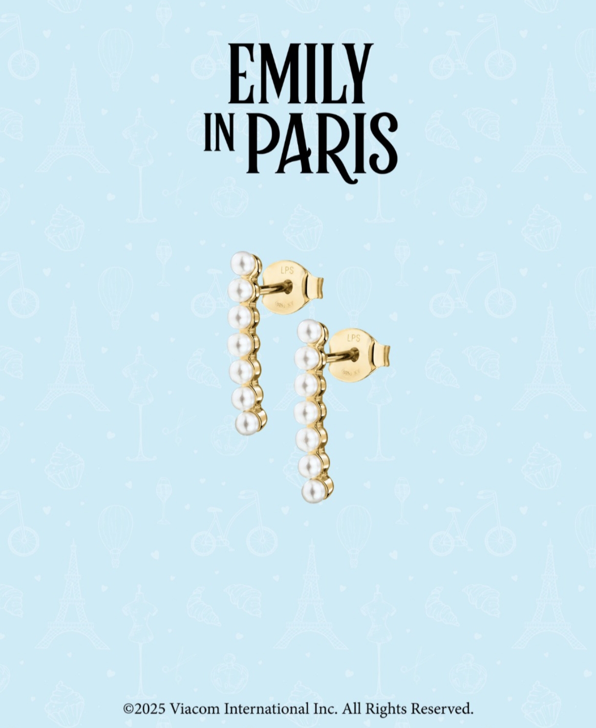 Σκουλαρίκια Emily in Paris από ασήμι 925 και πέρλες- La Petite Story - 01AWV90 - Image 4