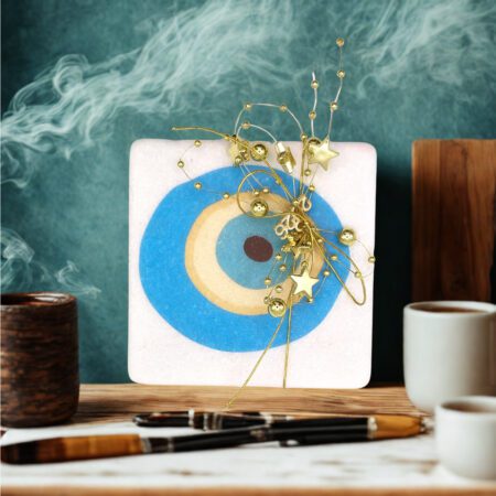 Γούρι 2026 Μαρμάρινο Σουβέρ με Γαλάζιο Μάτι - G008
