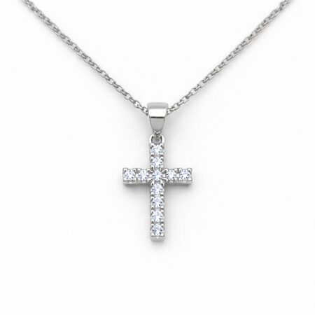 Ασημένιος Σταυρός 925° με Λευκά Ζιργκόν – Silver Cross Pendant - 007P086S