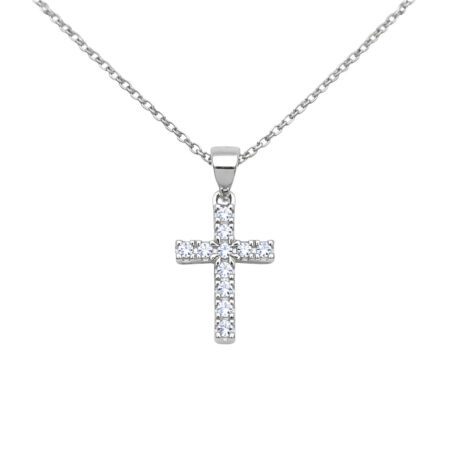 Ασημένιος Σταυρός 925° με Λευκά Ζιργκόν – Silver Cross Pendant - 007P086S