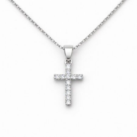 Μικρός Ασημένιος Σταυρός 925° με Ζιργκόν 10×7mm – Mini Cross Pendant - 028P033S