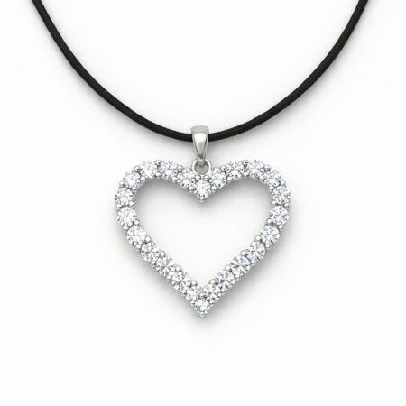 Ασημένιο Κολιέ Καρδιά 925° με Ζιργκόν – Open Heart Pendant - 026P002