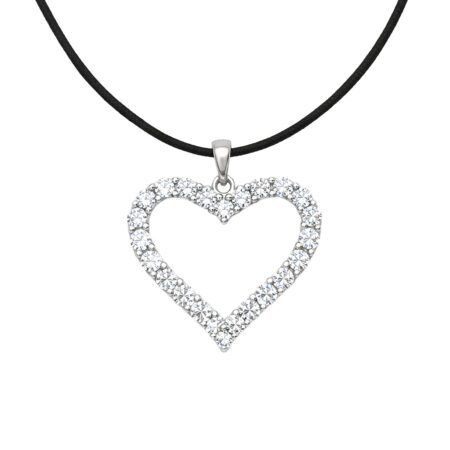 Ασημένιο Κολιέ Καρδιά 925° με Ζιργκόν – Open Heart Pendant - 026P002