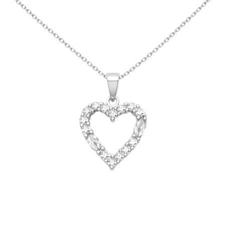 Ασημένιο Κολιέ 925° Καρδιά με Ζιργκόν – Open Heart Pendant - 028P221