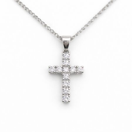 Ασημένιος Σταυρός 925° με Λευκά Ζιργκόν 18x12mm – Silver Cross Pendant - 028P328S