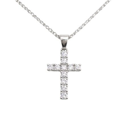 Ασημένιος Σταυρός 925° με Λευκά Ζιργκόν 18x12mm – Silver Cross Pendant - 028P328S