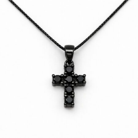 Ασημένιος Σταυρός 925° Μαύρα Ζιργκόν 12x8mm – Black Cross Pendant - 028P330B