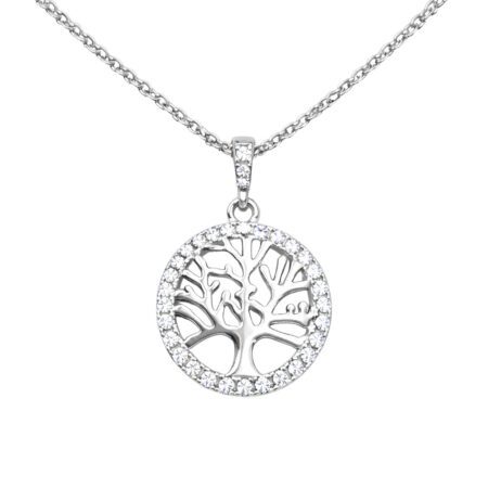 Ασημένιο Κολιέ Δέντρο Ζωής 925° με Ζιργκόν – Tree of Life Pendant - 052P040