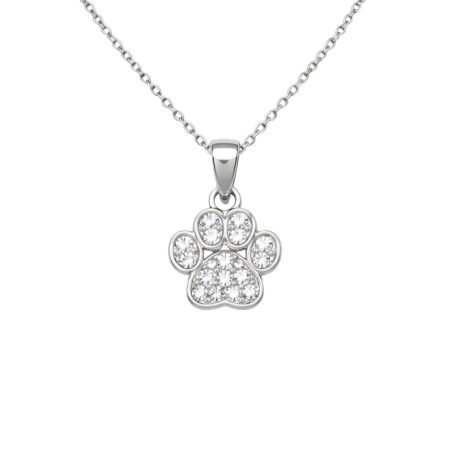 Ασημένιο 925° Κολιέ Πατουσάκι με Ζιργκόν – Paw Print Pendant - 052P052