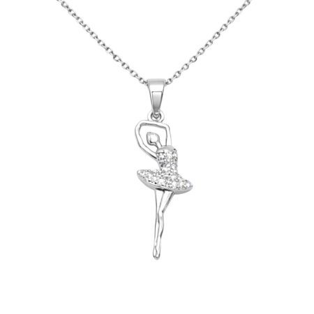 Ασημένιο Κολιέ 925° Μπαλαρίνα με Ζιργκόν – Ballerina Pendant- 091P001