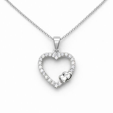 Ασημένιο 925° Κολιέ Καρδιά με Ζιργκόν – Open Heart Pendant - 116P012