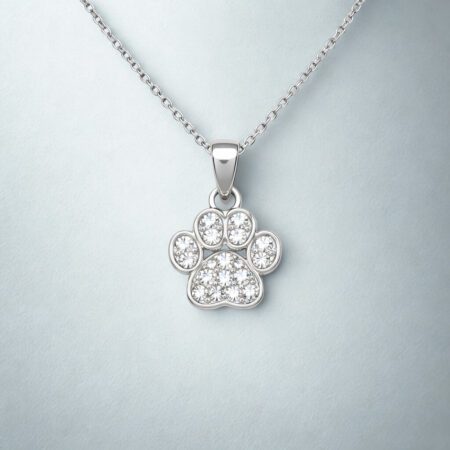 Ασημένιο 925° Κολιέ Πατουσάκι με Ζιργκόν – Paw Print Pendant - 052P052
