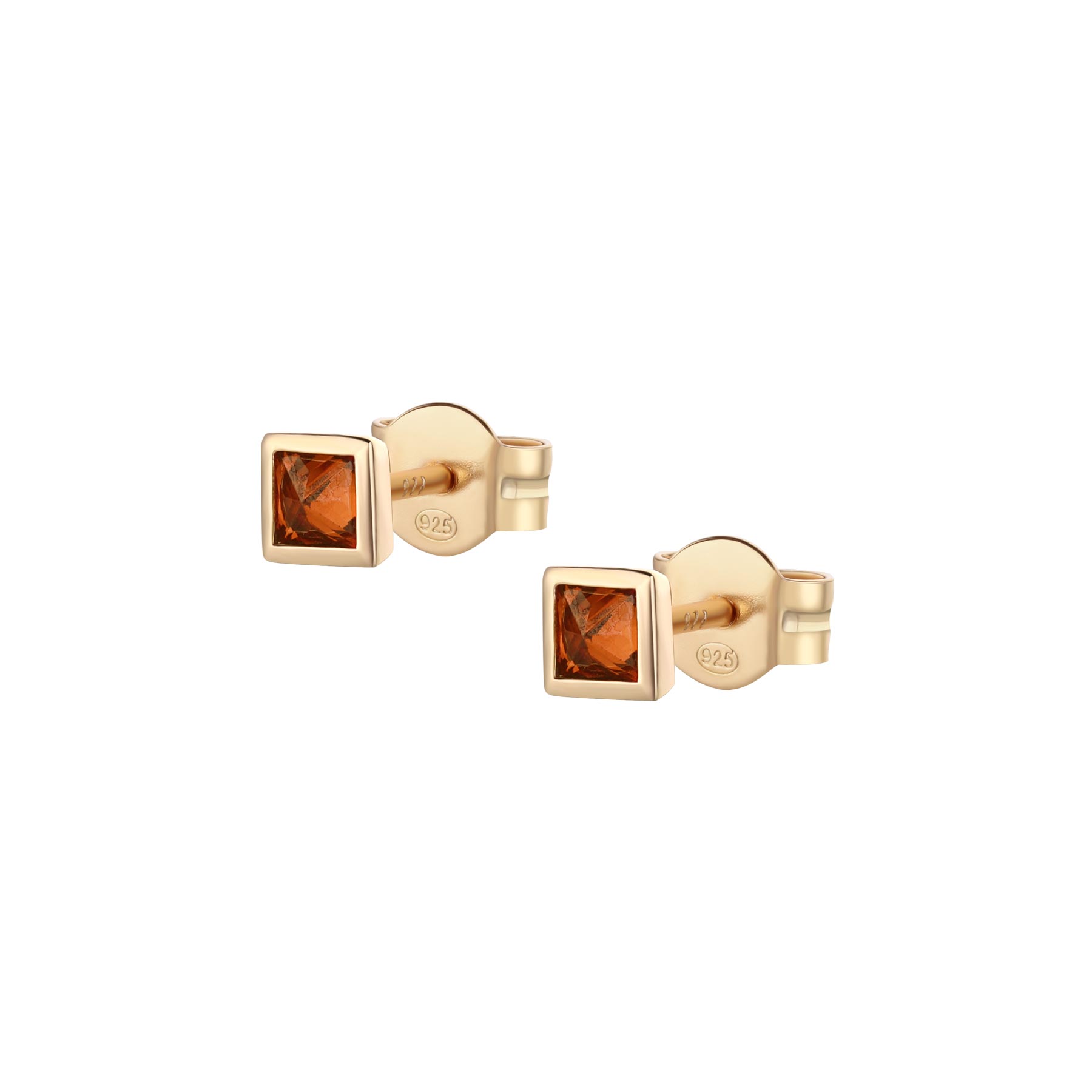 ROSATO Επίχρυσα Ασημένια Σκουλαρίκια Cubica με Orange Zirgons - RZCU85