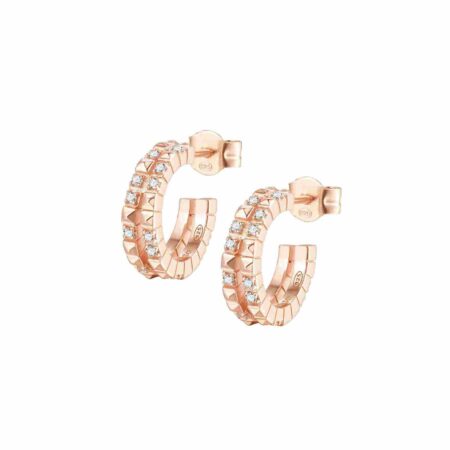 ROSATO Ασημένια Rose gold Σκουλαρίκια κρίκοι Cubica - RZO043