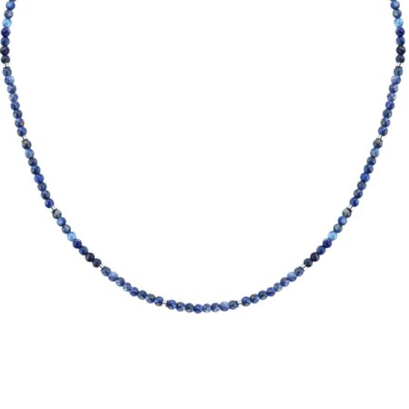 Ανδρικό ατσάλινο κολιέ με πέτρες Lapis Lazuli