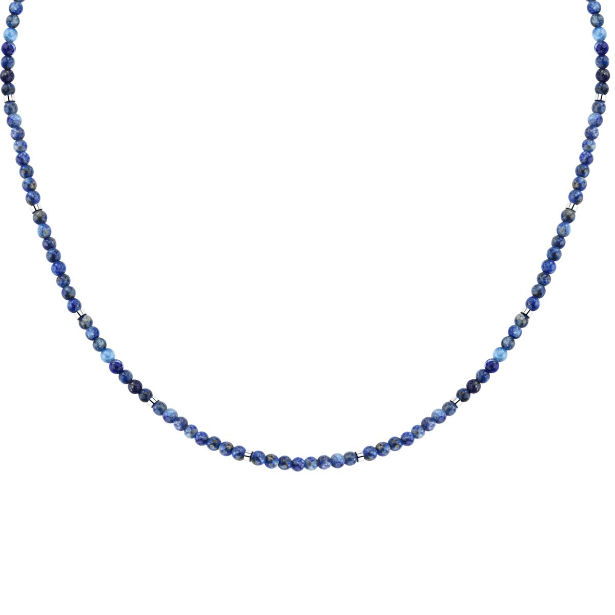 Ανδρικό ατσάλινο κολιέ με πέτρες Lapis Lazuli