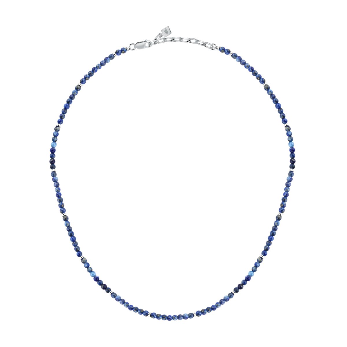 Ανδρικό ατσάλινο κολιέ με πέτρες Lapis Lazuli