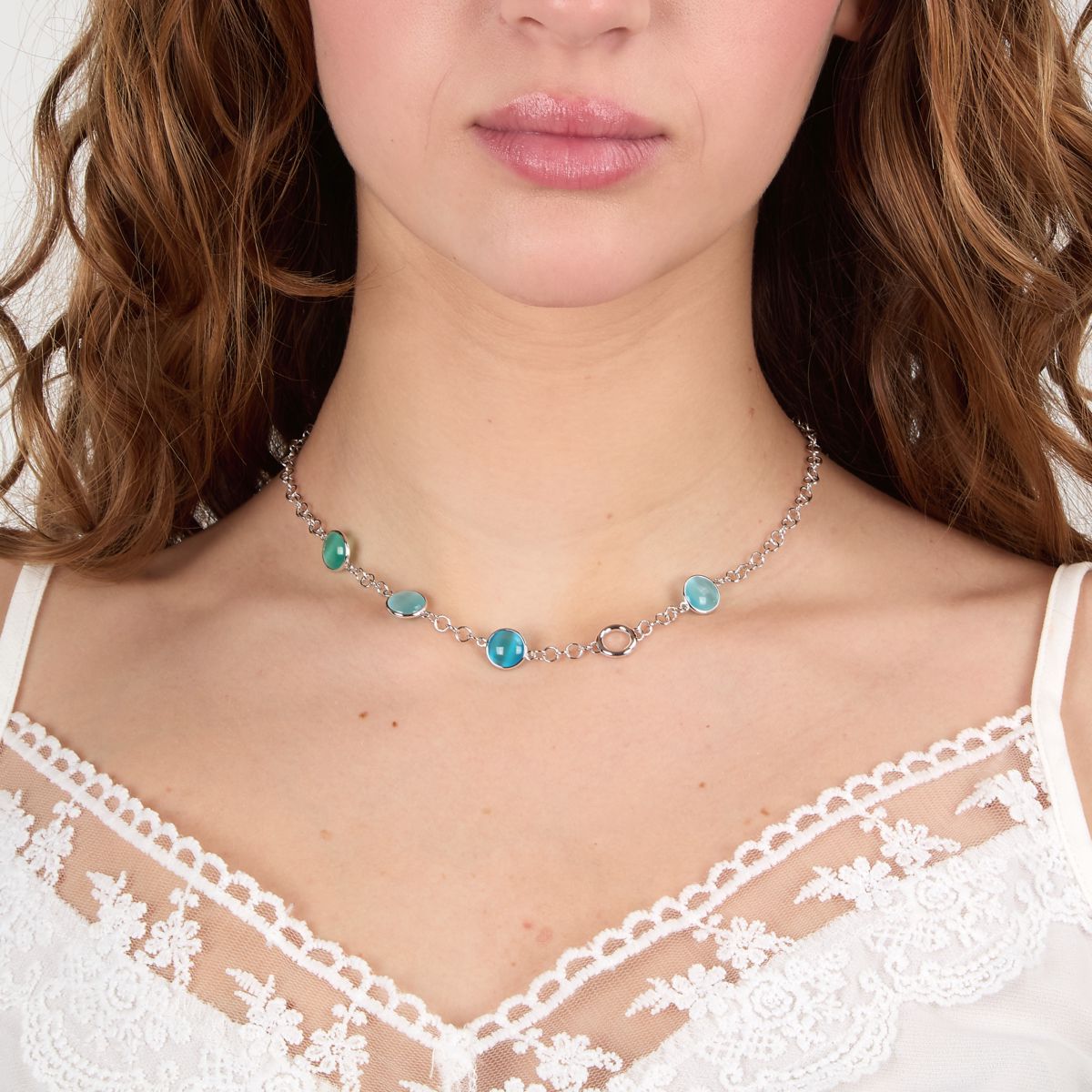 Ασημένιο Κολιέ Venezia - 4 blue Cat eye stones- MORELLATO - SAZM02