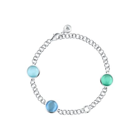 Ασημένιο Βραχιόλι Venezia - 3 Blue Cat eye stones - MORELLATO - SAZM05