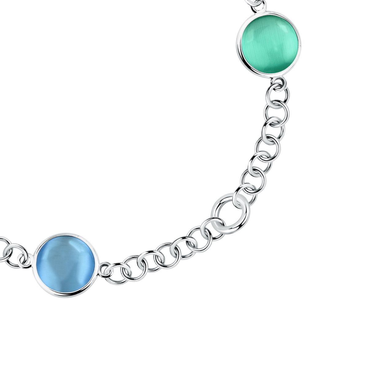 Ασημένιο Βραχιόλι Venezia - 3 Blue Cat eye stones - MORELLATO - SAZM05