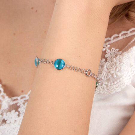 Ασημένιο Βραχιόλι Venezia - 3 Blue Cat eye stones - MORELLATO - SAZM05