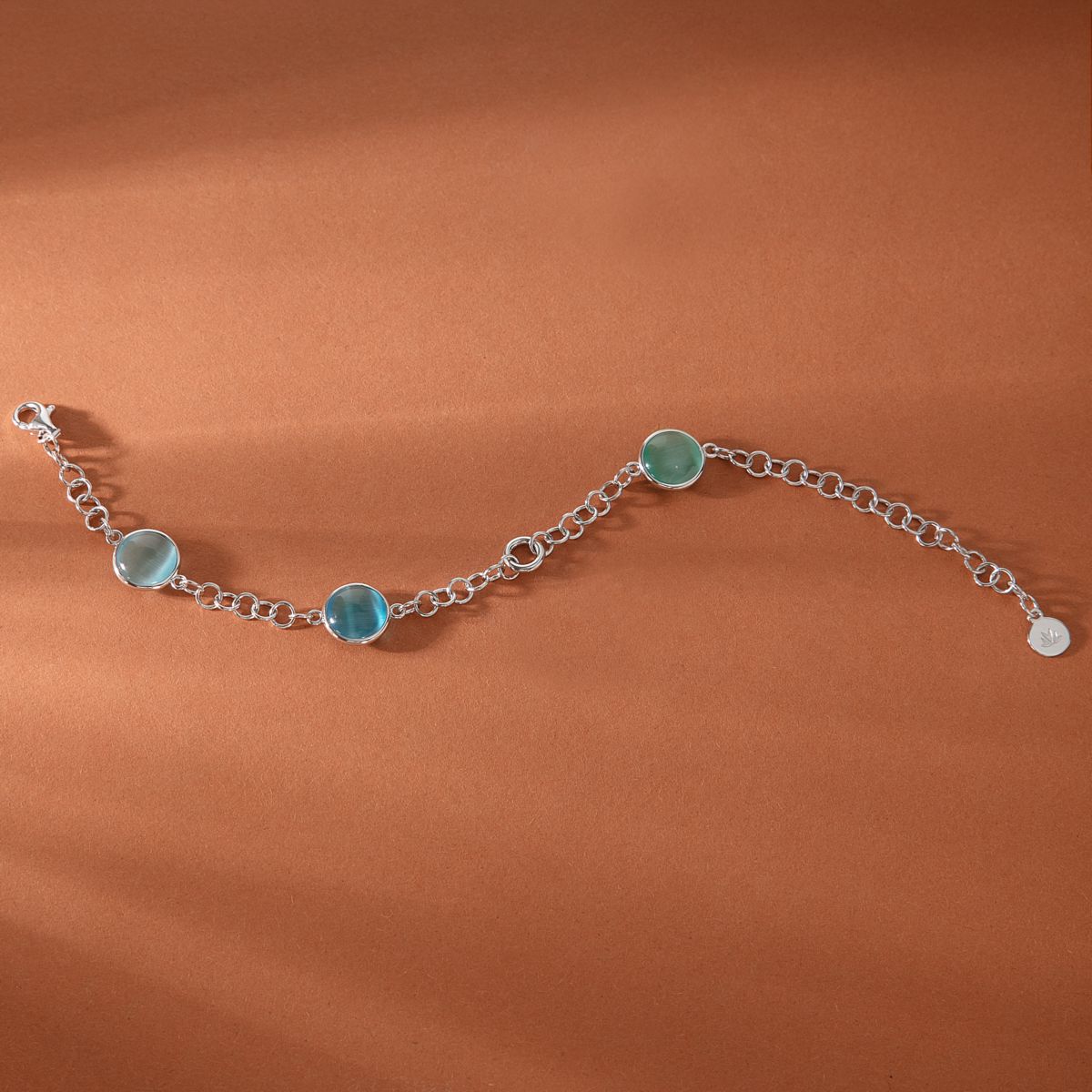 Ασημένιο Βραχιόλι Venezia - 3 Blue Cat eye stones - MORELLATO - SAZM05