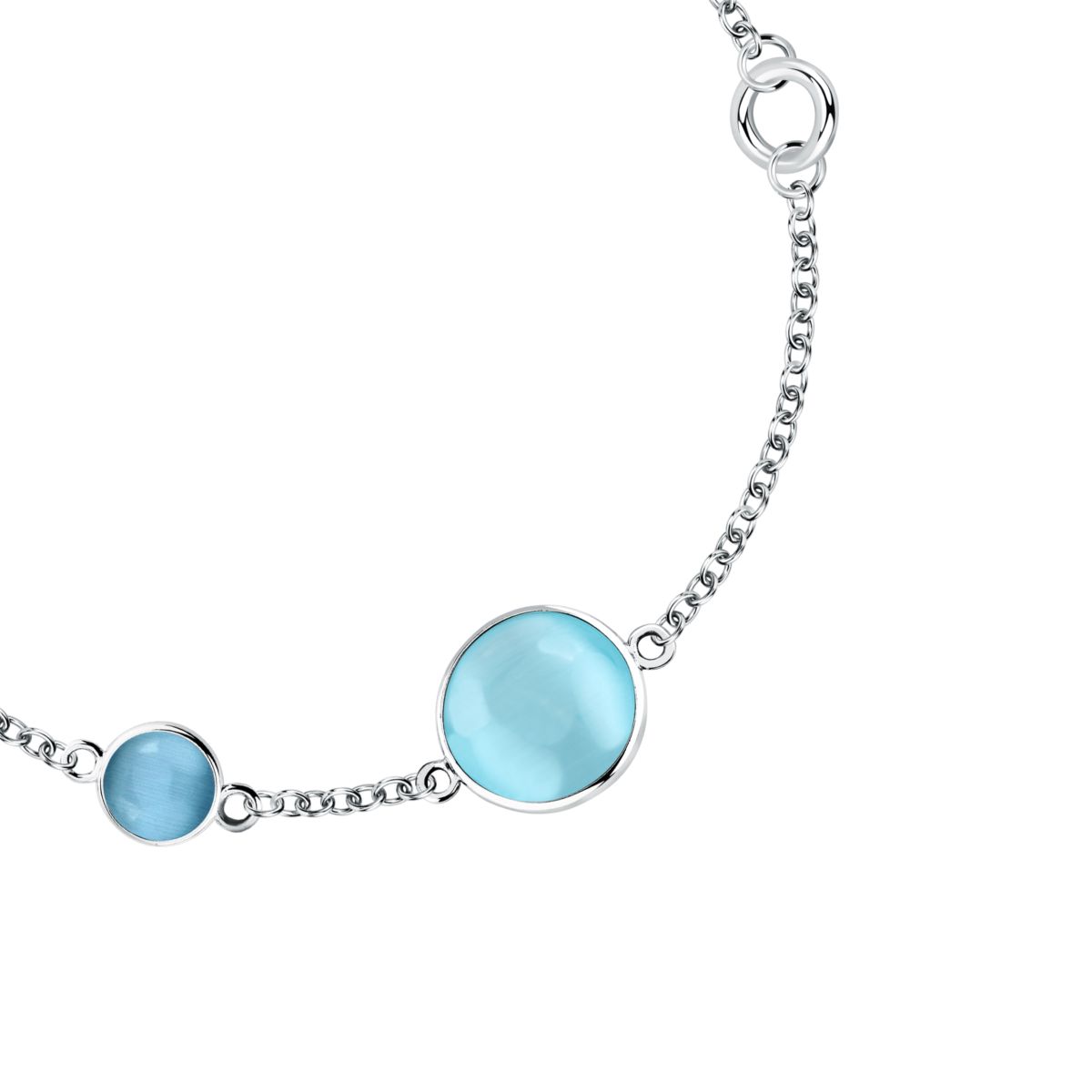 Ασημένιο Βραχιόλι Venezia - 2 Blue Cat eye stones - MORELLATO - SAZM06