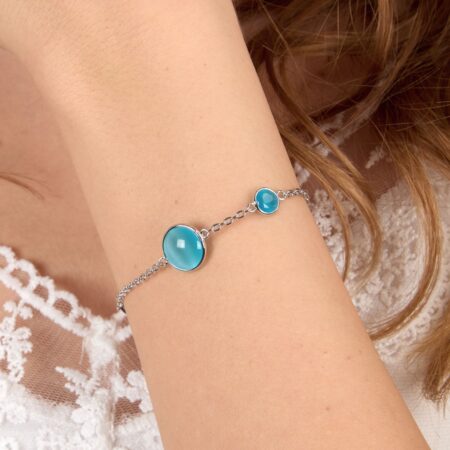 Ασημένιο Βραχιόλι Venezia - 2 Blue Cat eye stones - MORELLATO - SAZM06