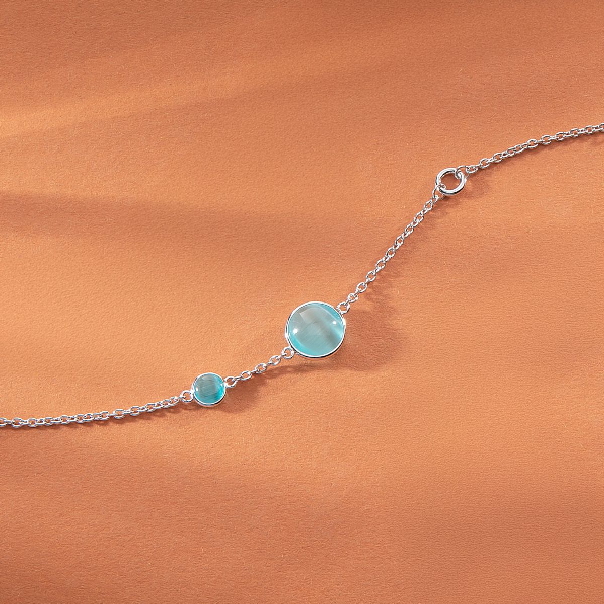 Ασημένιο Βραχιόλι Venezia - 2 Blue Cat eye stones - MORELLATO - SAZM06