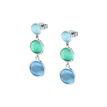 Ασημένια Σκουλαρίκια Venezia - 3 Blue Cat eye stones - MORELLATO - SAZM08