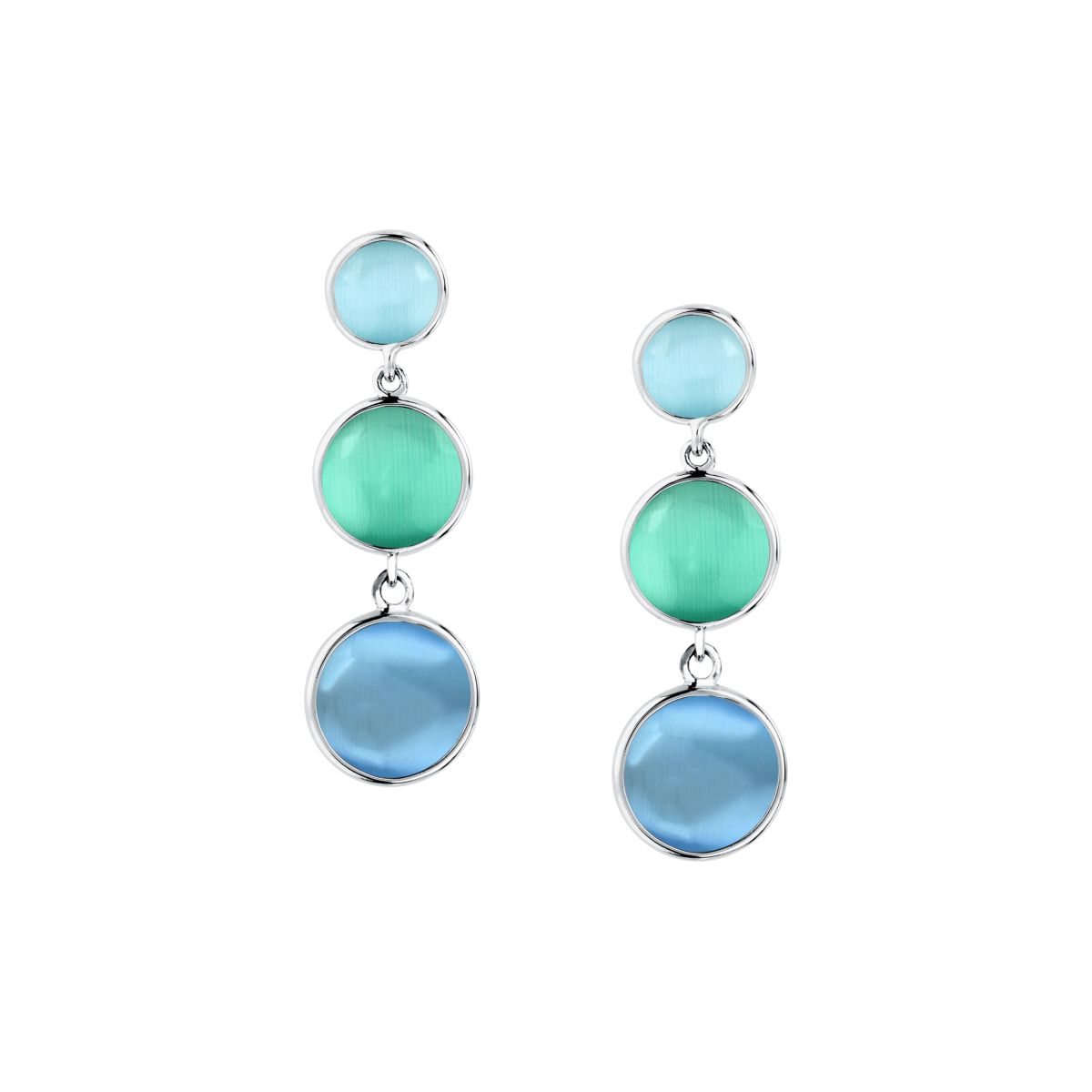 Ασημένια Σκουλαρίκια Venezia - 3 Blue Cat eye stones - MORELLATO - SAZM08
