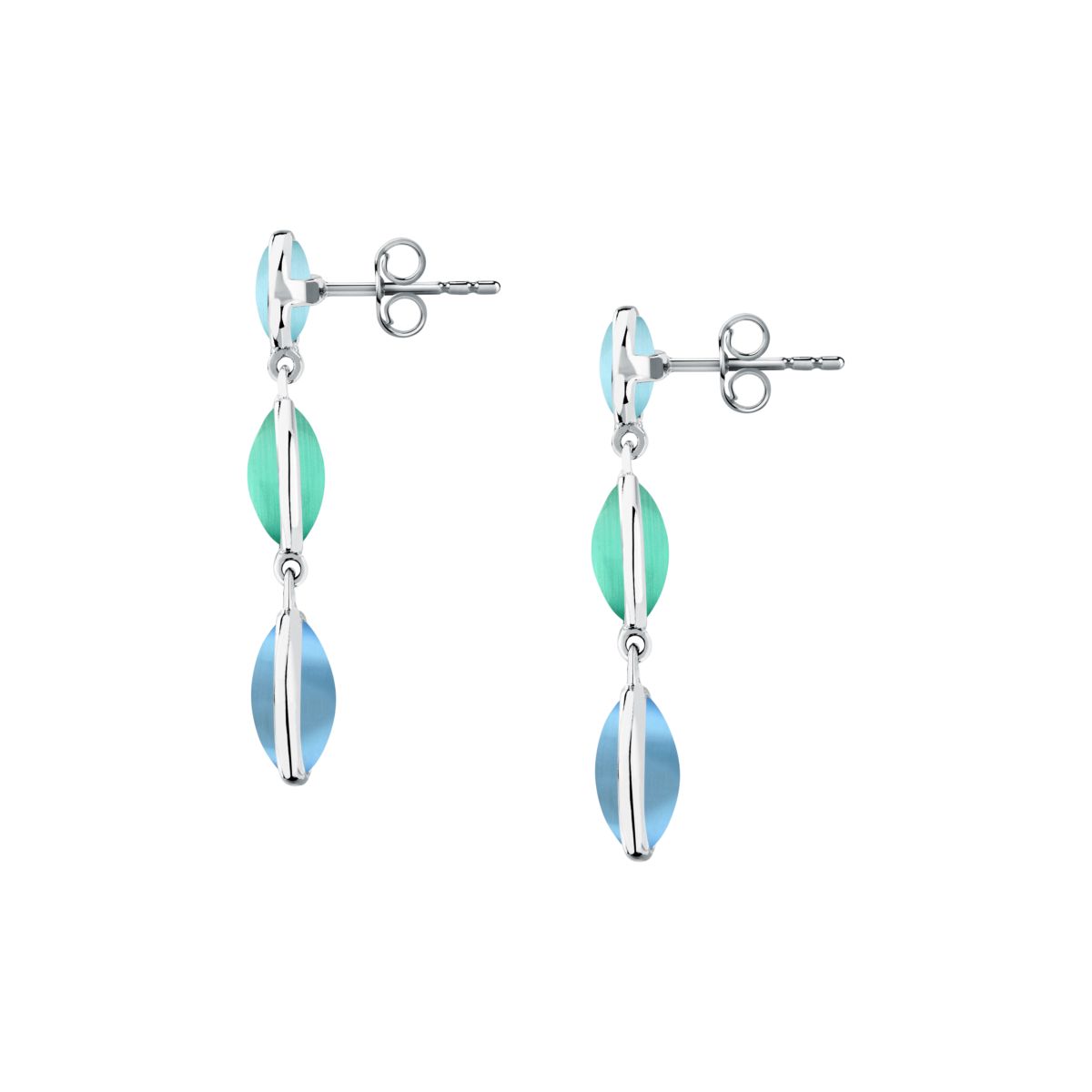 Ασημένια Σκουλαρίκια Venezia - 3 Blue Cat eye stones - MORELLATO - SAZM08