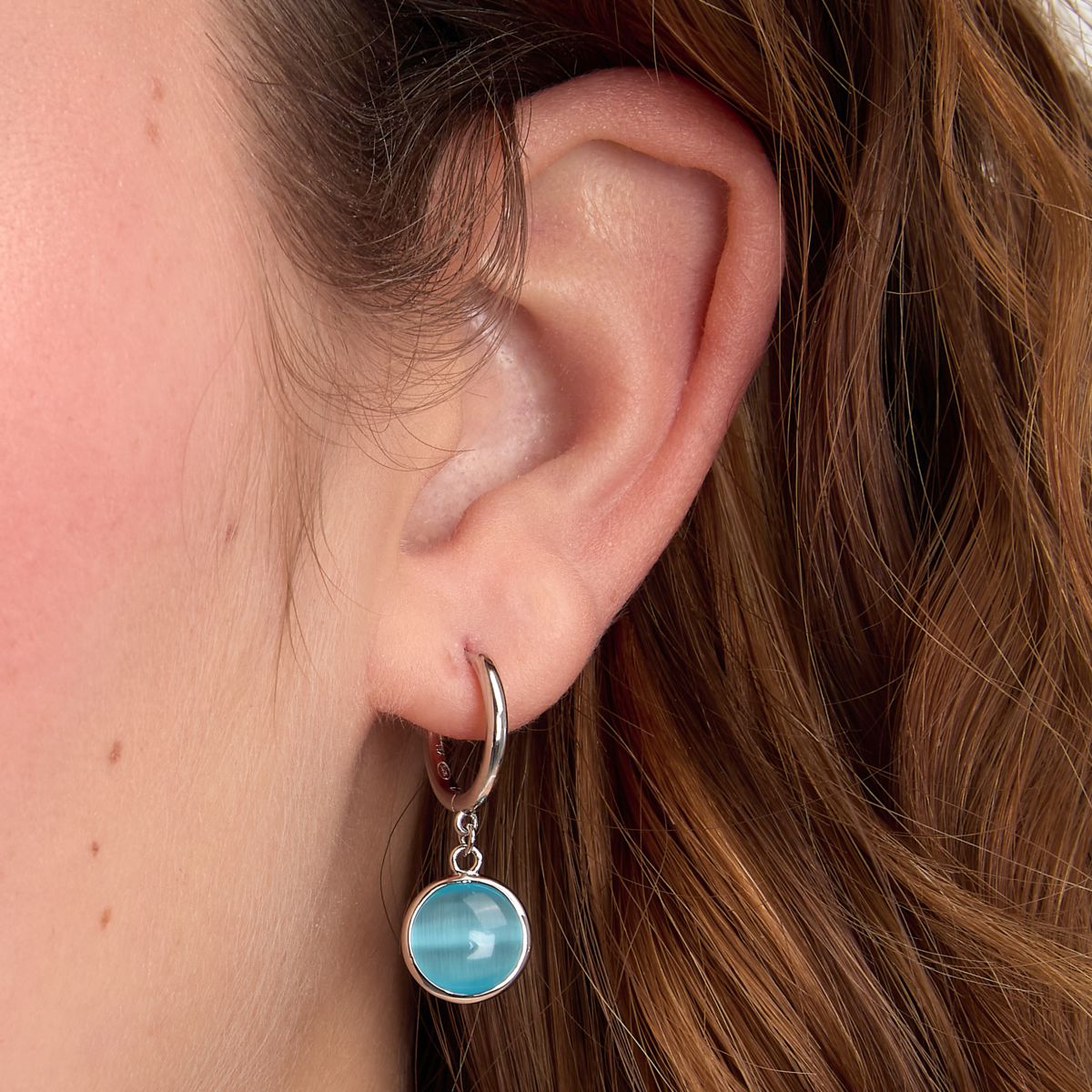 Ασημένια Σκουλαρίκια Venezia - 1 Blue Cat eye stone - MORELLATO - SAZM09