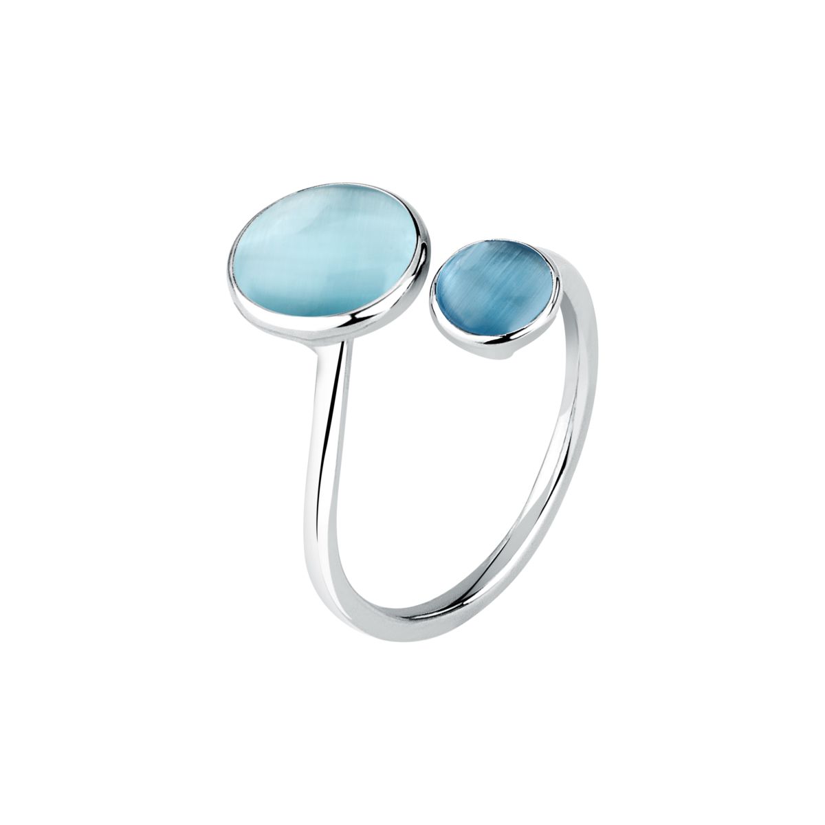 Ασημένιο Δαχτυλίδι Venezia - 2 Blue Cat eye stones - MORELLATO - SAZM12