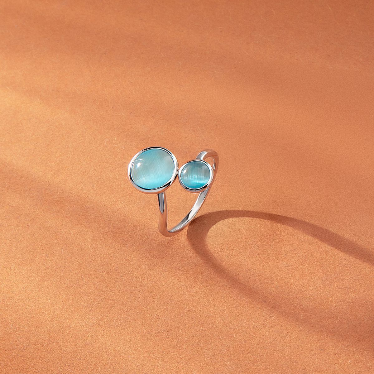 Ασημένιο Δαχτυλίδι Venezia - 2 Blue Cat eye stones - MORELLATO - SAZM12